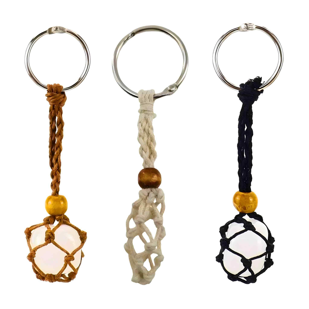 Adjustable Macrame Crystal Holder Keychain | | Wiccan Center