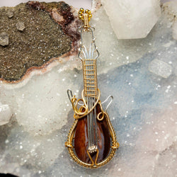 Agate Guitar Wire Wrap Pendant 3.5" | Wire Wraps | Wiccan Center