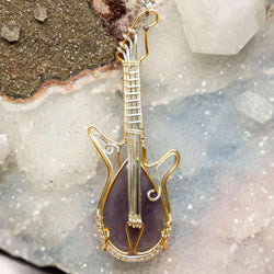 Agate Guitar Wire Wrap Pendant 3.95 Inch | Wire Wraps | Wiccan Center