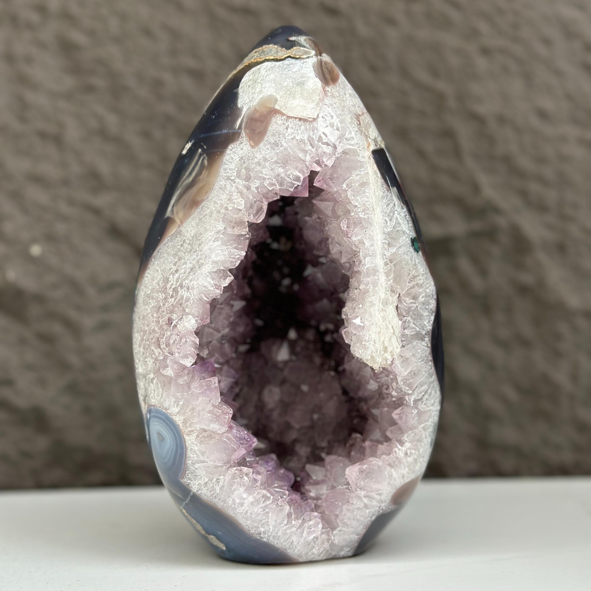 Agate & Amethyst Quartz Crystal Egg Cave | Rocks & Fossils | Wiccan Center