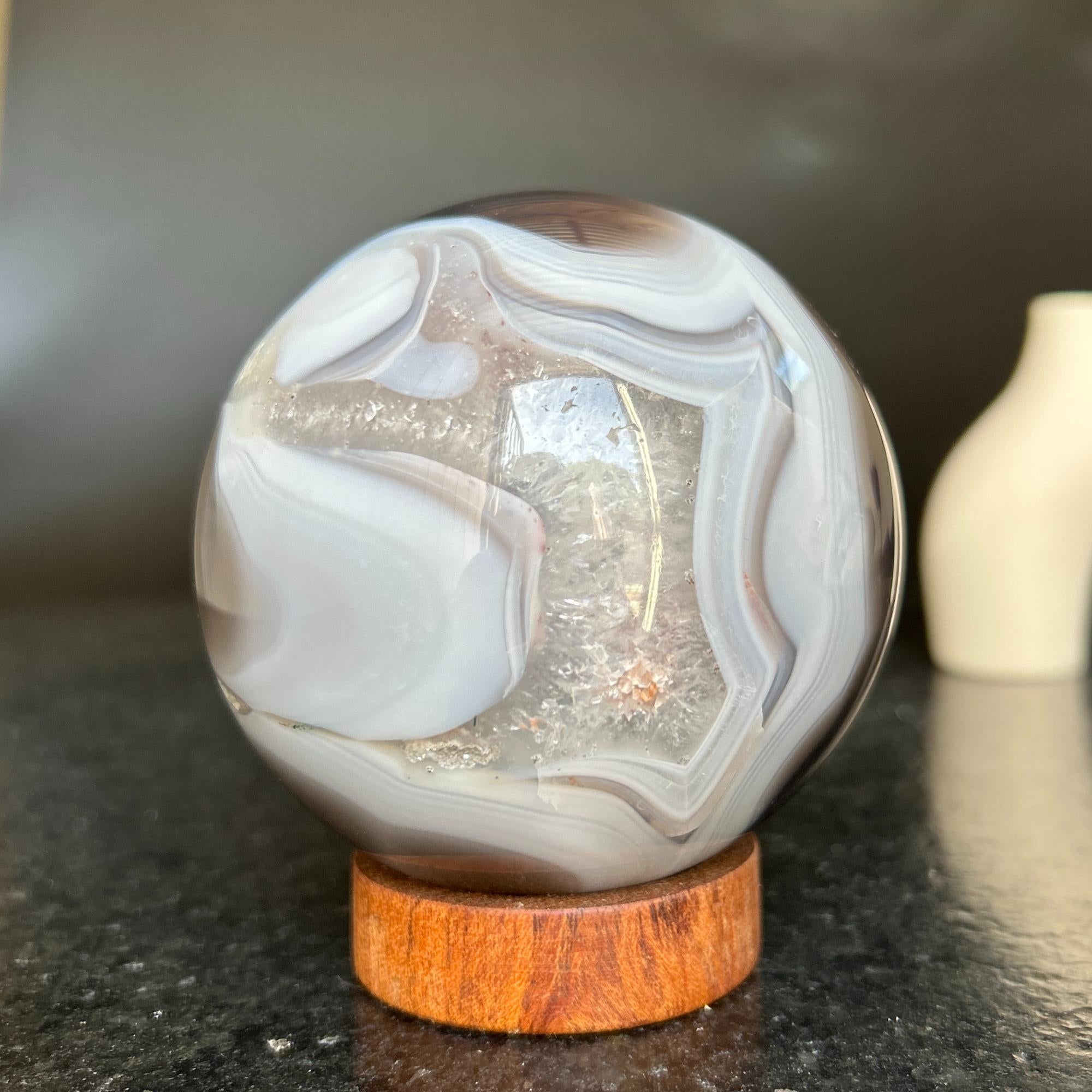 Agate Sphere with Quartz formations | Amethyst Geodes | Wiccan Center