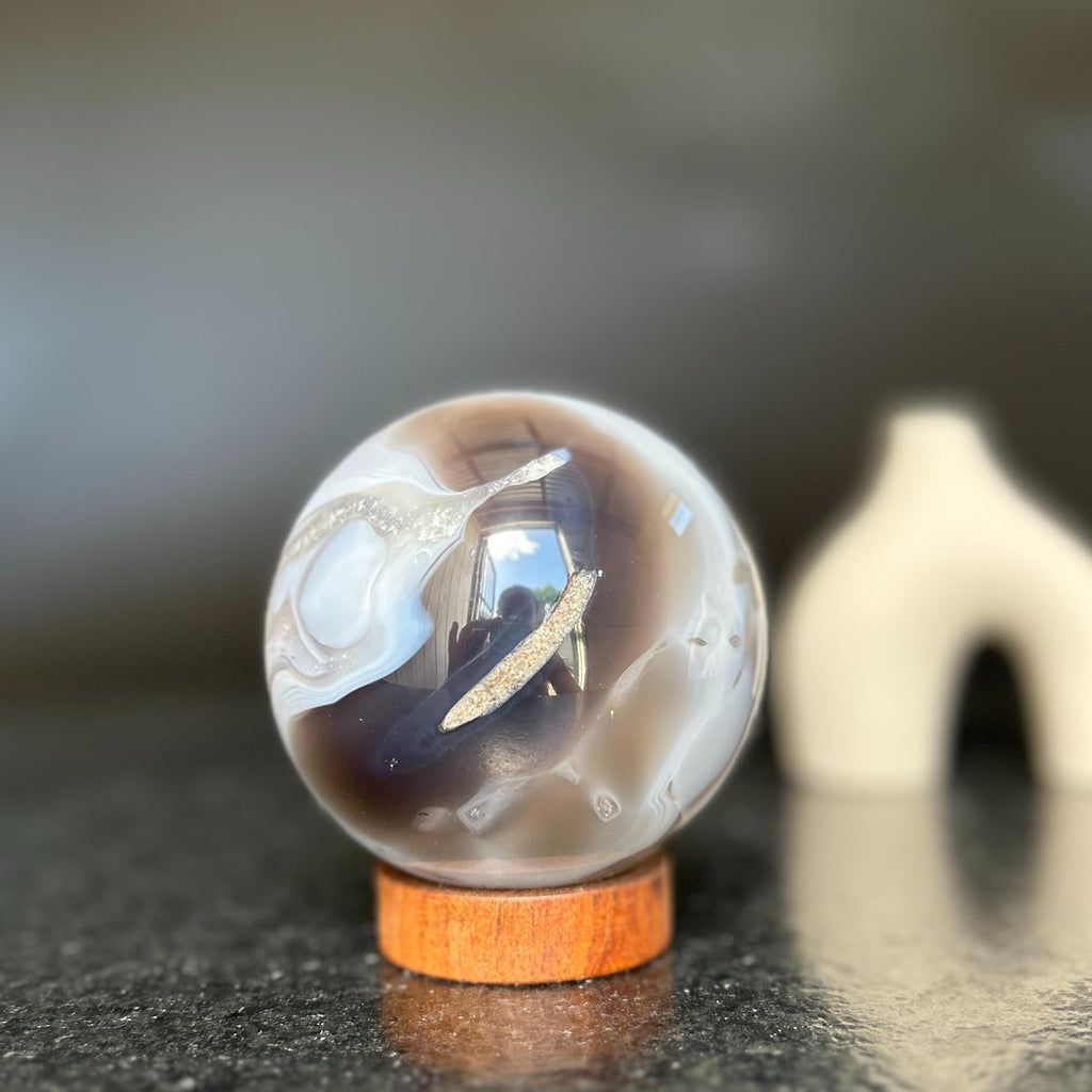 Agate Sphere with Quartz formations | Amethyst Geodes | Wiccan Center