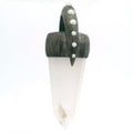 Milky Agate Point Pendant with Flower Inclusion Bezel Set in Oxidized 925 Sterling Silver Lantern Bail with Pearls | Gemstone Jewelry > Pendants | Wiccan Center