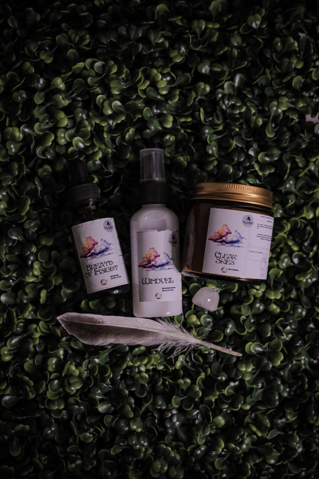 Air Element Ritual Kit | Clear Skies Candle, Ritual Oil & Clear Quartz | Clarity, Focus & Communication