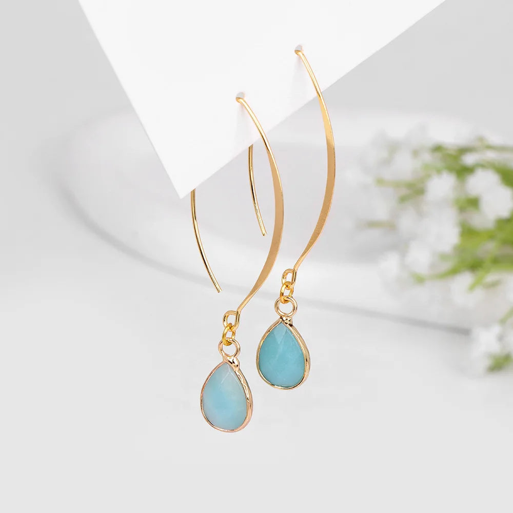 Crystal Faceted Teardrop Gold Earrings | earrings | Wiccan Center
