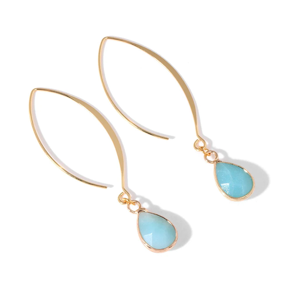 Crystal Faceted Teardrop Gold Earrings | earrings | Wiccan Center
