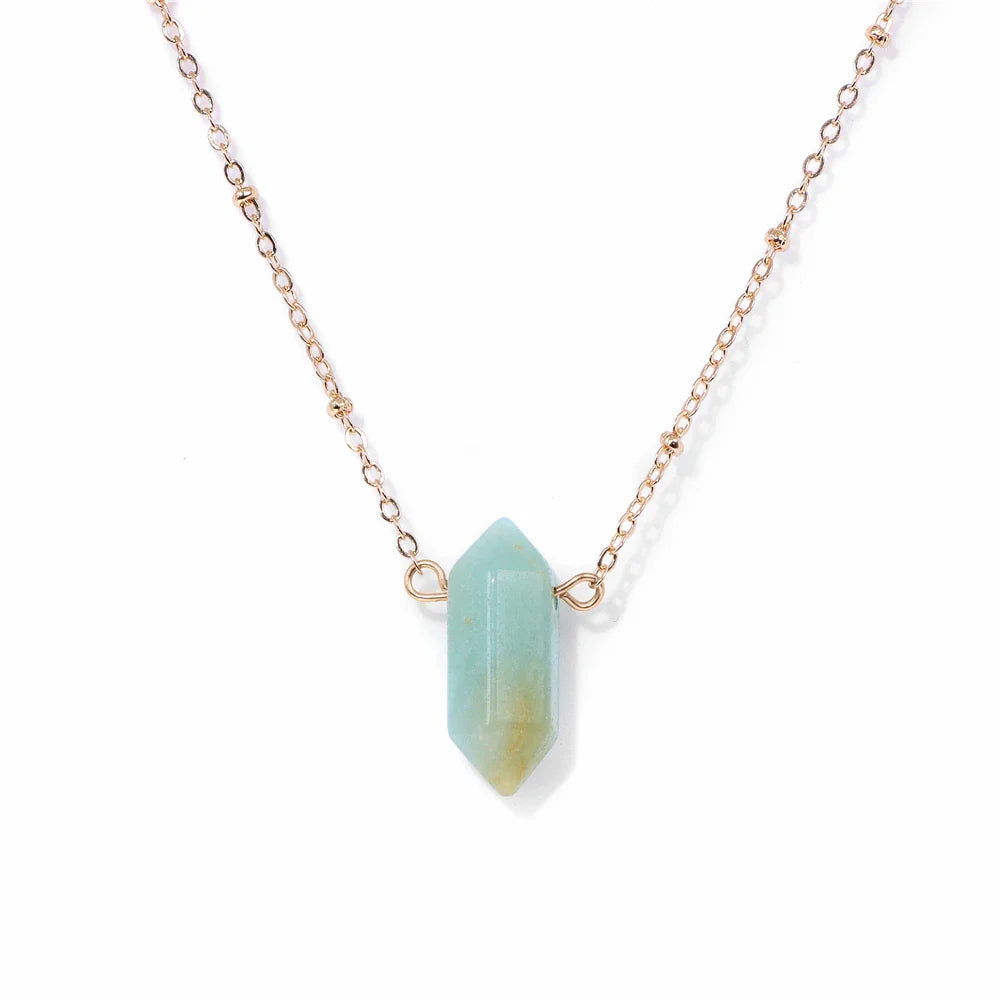 Crystal Hexagon Gold Necklaces | necklace | Wiccan Center