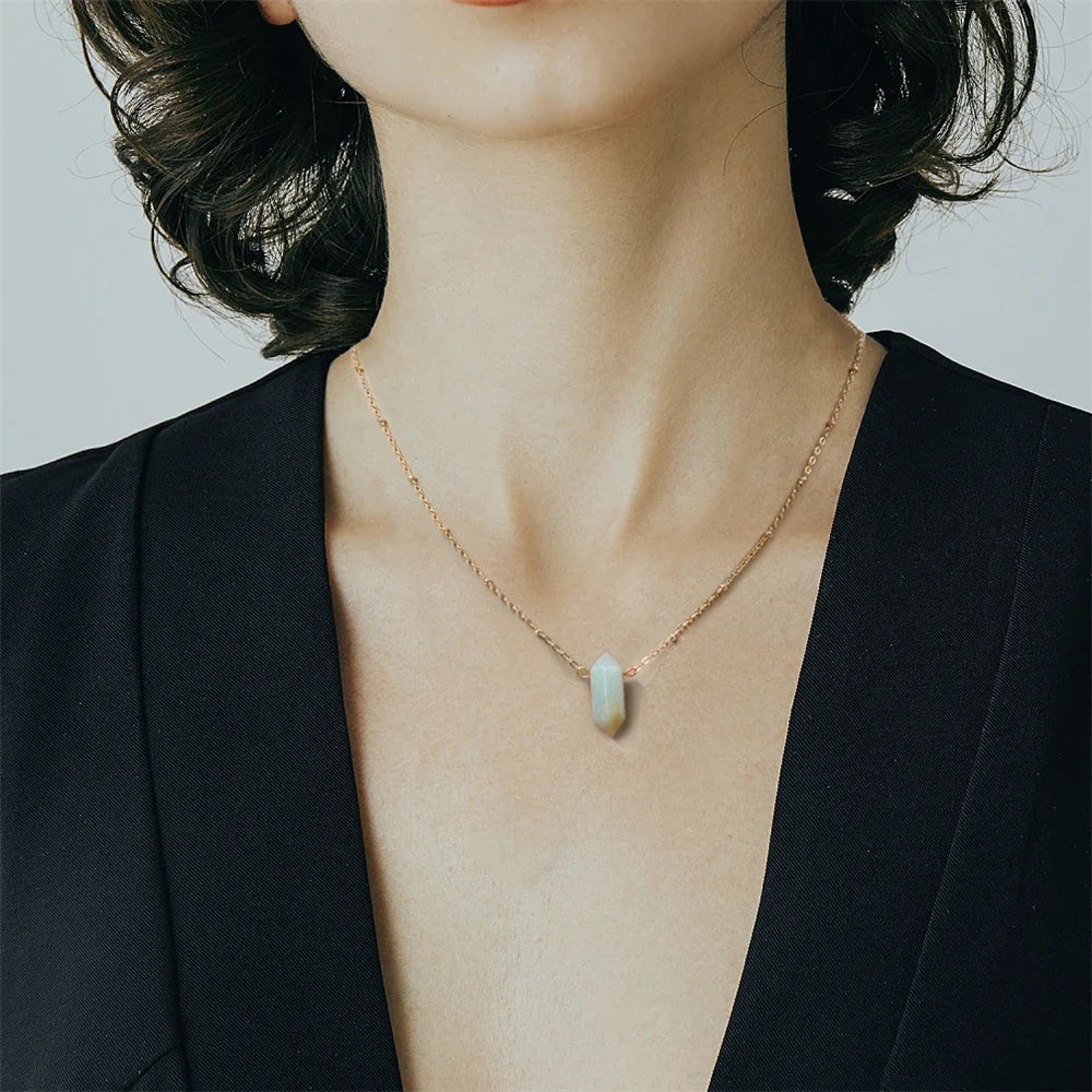 Crystal Hexagon Gold Necklaces | necklace | Wiccan Center