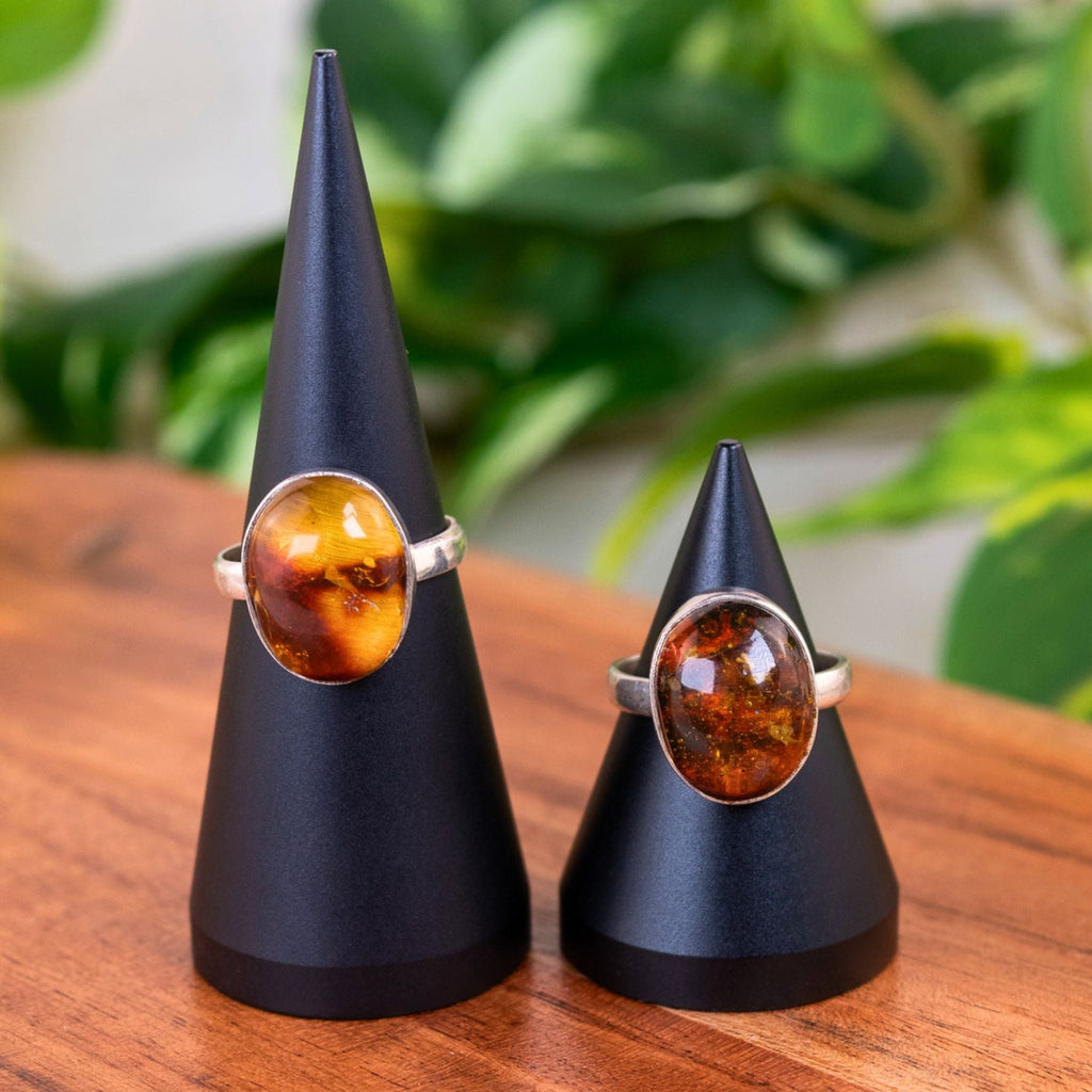 Oval Amber Ring Sterling Silver | Rings | Wiccan Center