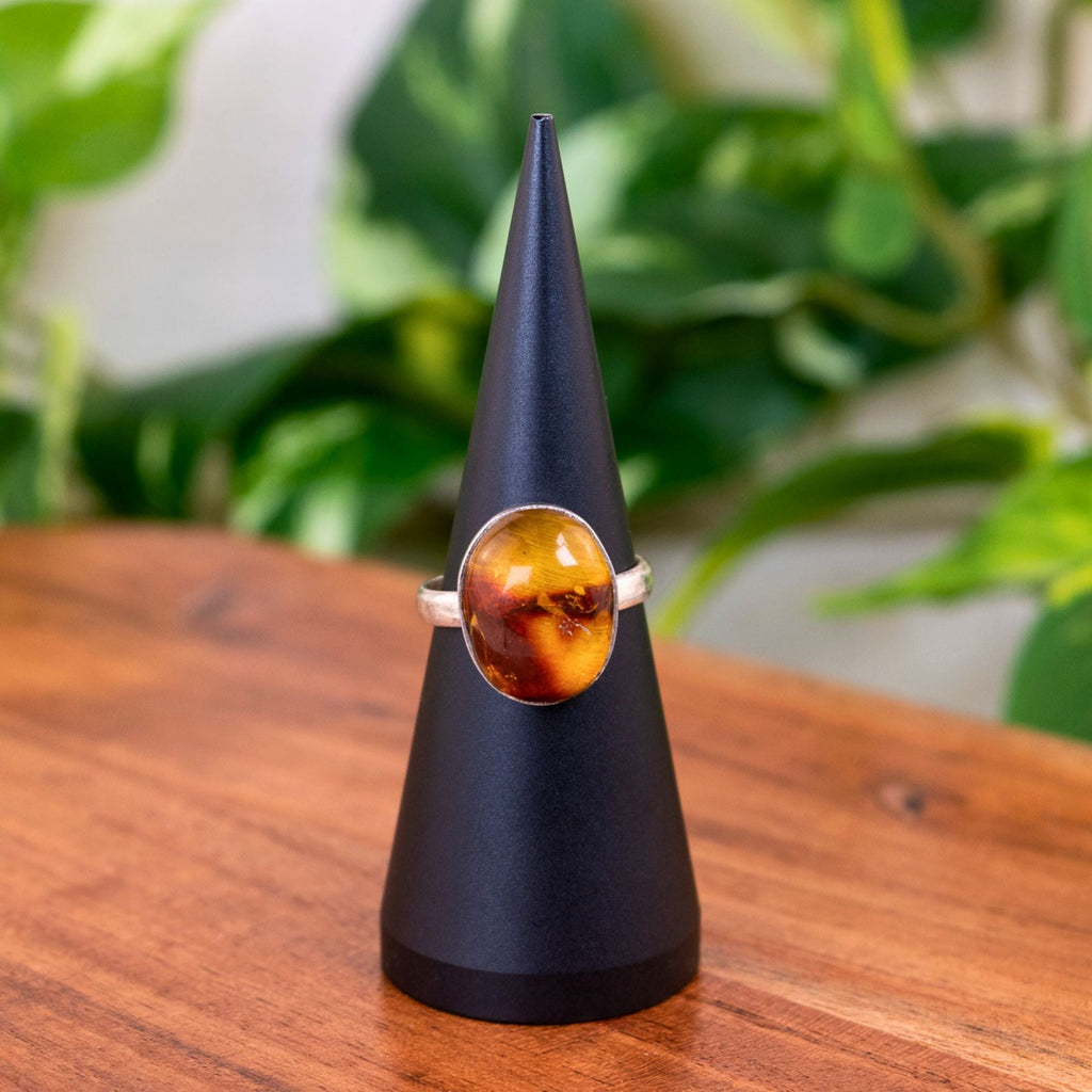 Oval Amber Ring Sterling Silver | Rings | Wiccan Center