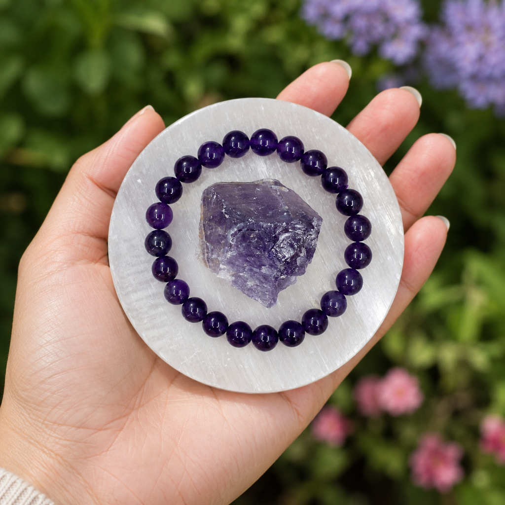 Amethyst Crystal Gift Set For Emotional Support and Protection, Real Polished Gemstones. | Merkaba & Platonic Solids | Wiccan Center