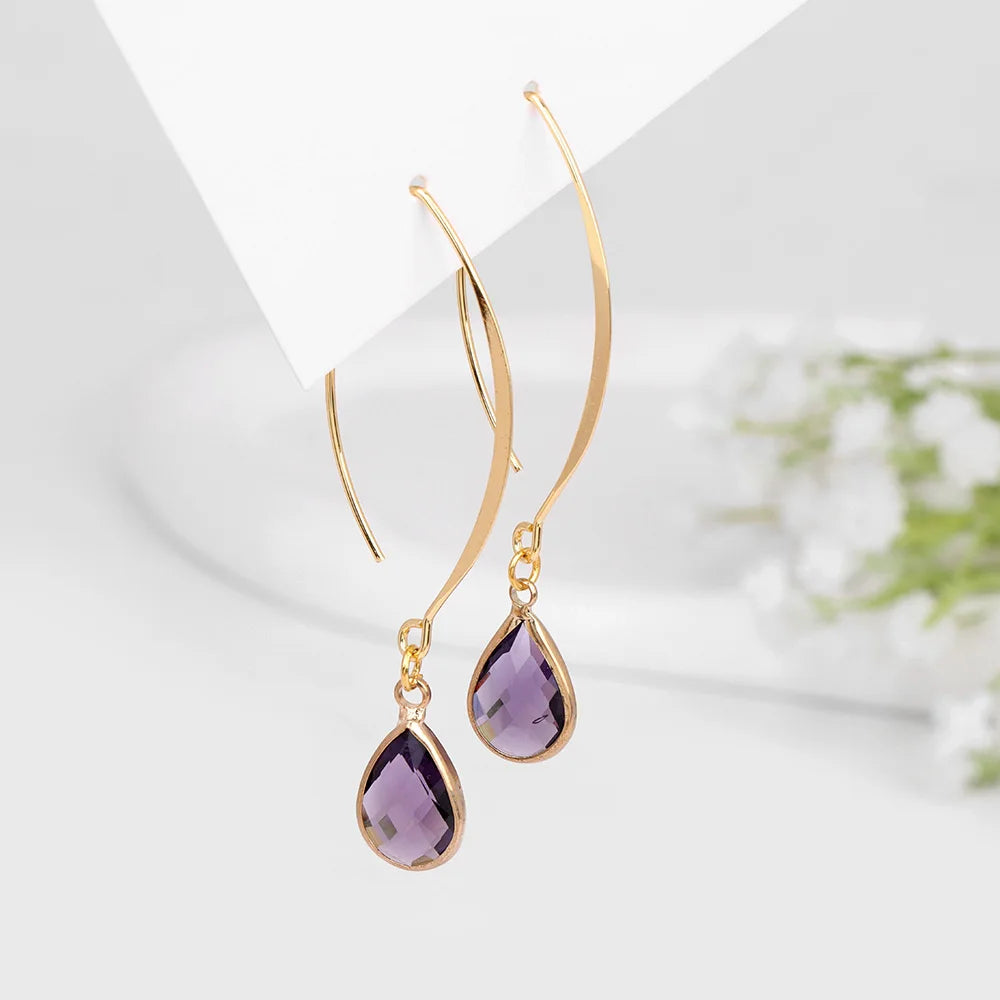 Crystal Faceted Teardrop Gold Earrings | earrings | Wiccan Center