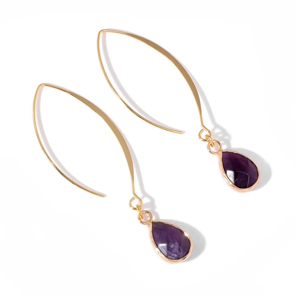 Crystal Faceted Teardrop Gold Earrings | earrings | Wiccan Center