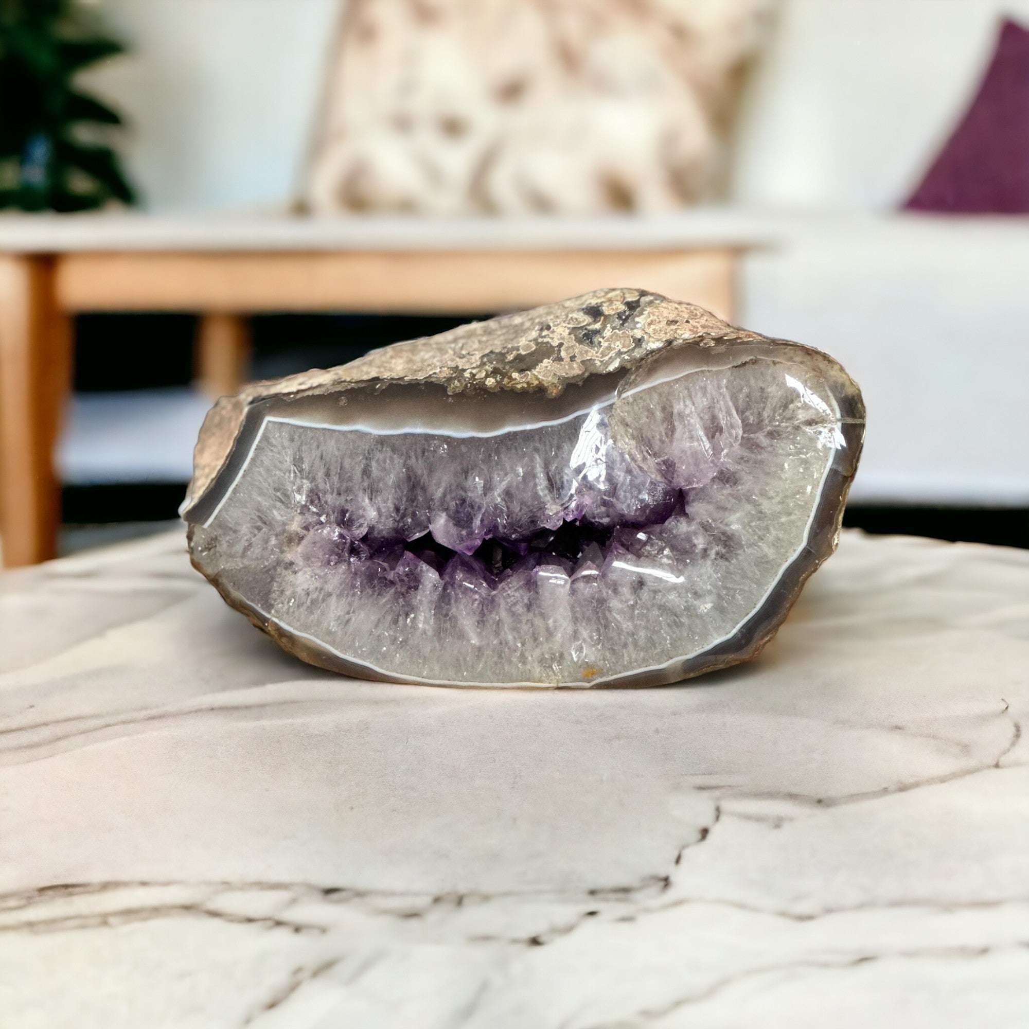 Amethyst Geode Crystal Decor With Agate Edges | Amethyst Geodes | Wiccan Center