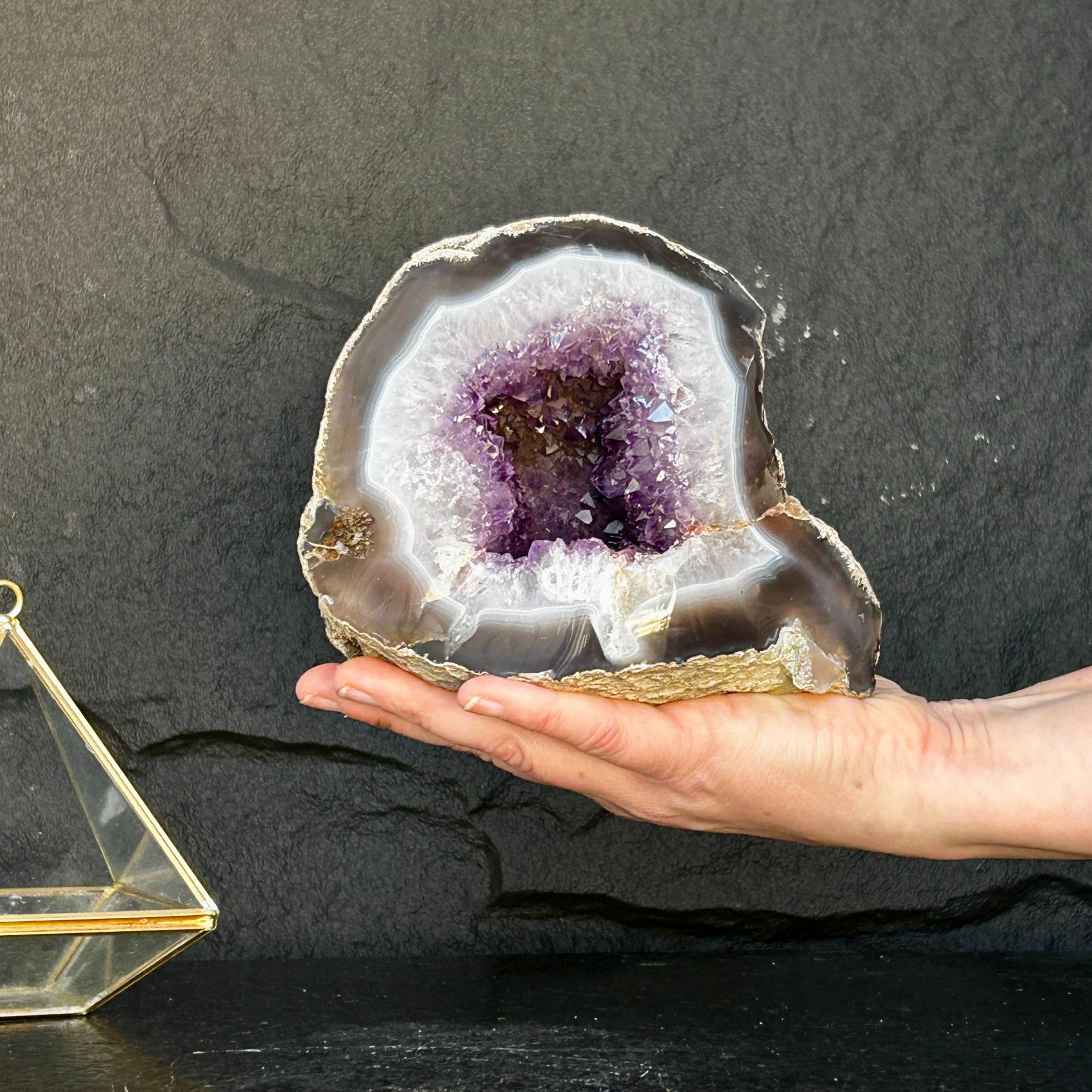 Amethyst Geode, Crystal from Uruguay, Extra Large amethyst, Anxiety Crystals with incredible agate edges | Amethyst Geodes | Wiccan Center
