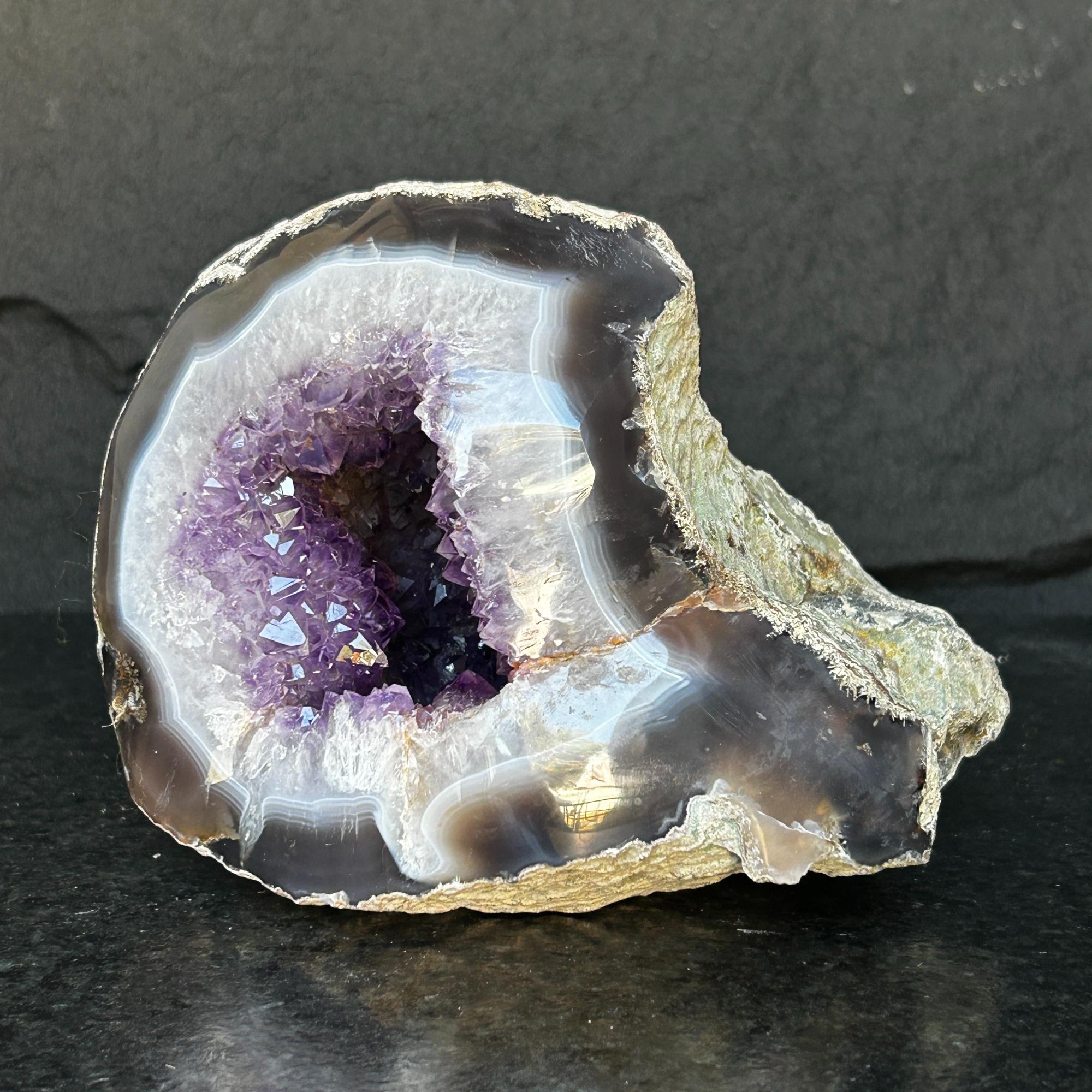 Amethyst Geode, Crystal from Uruguay, Extra Large amethyst, Anxiety Crystals with incredible agate edges | Amethyst Geodes | Wiccan Center