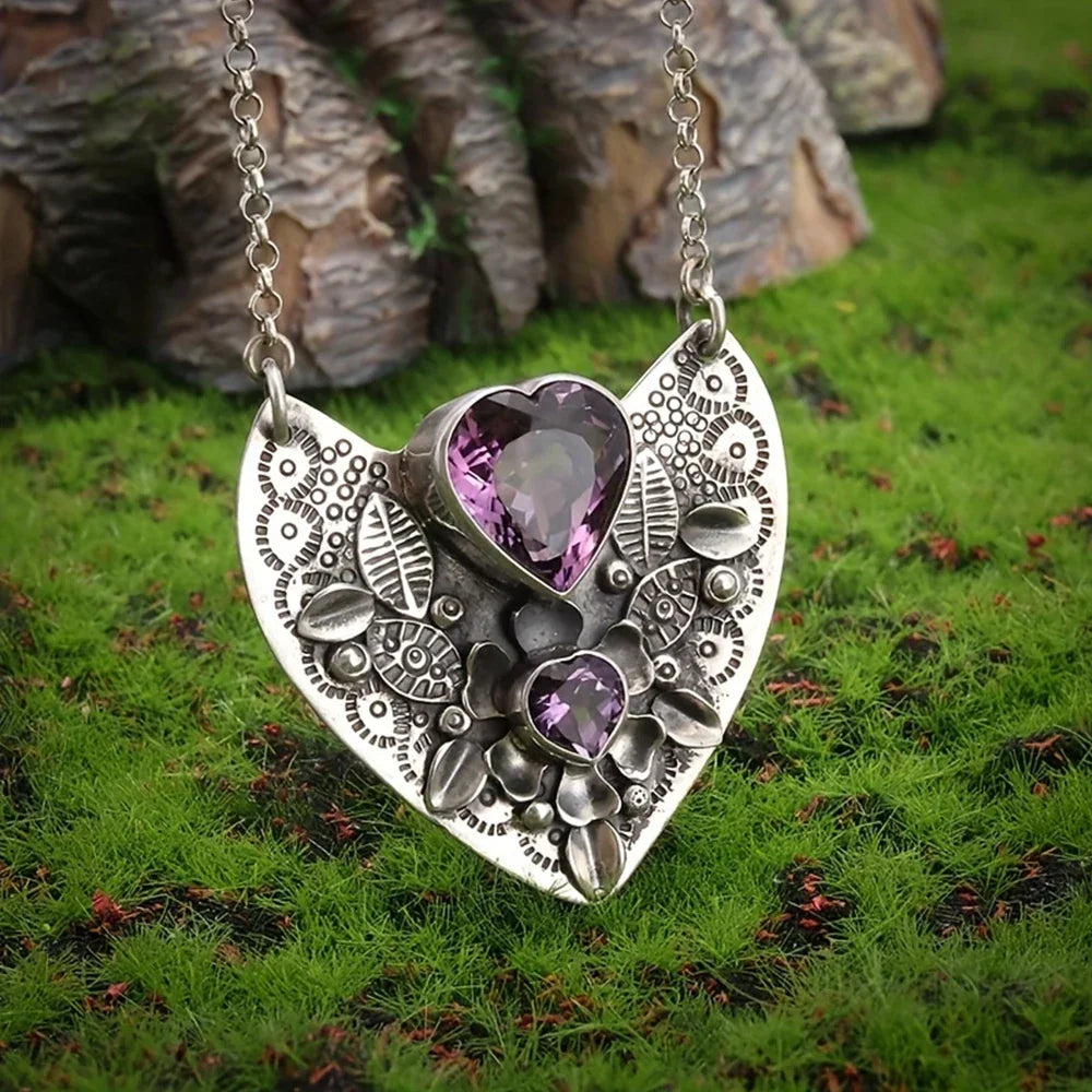 Amethyst Heart Pendant Necklace | necklace | Wiccan Center