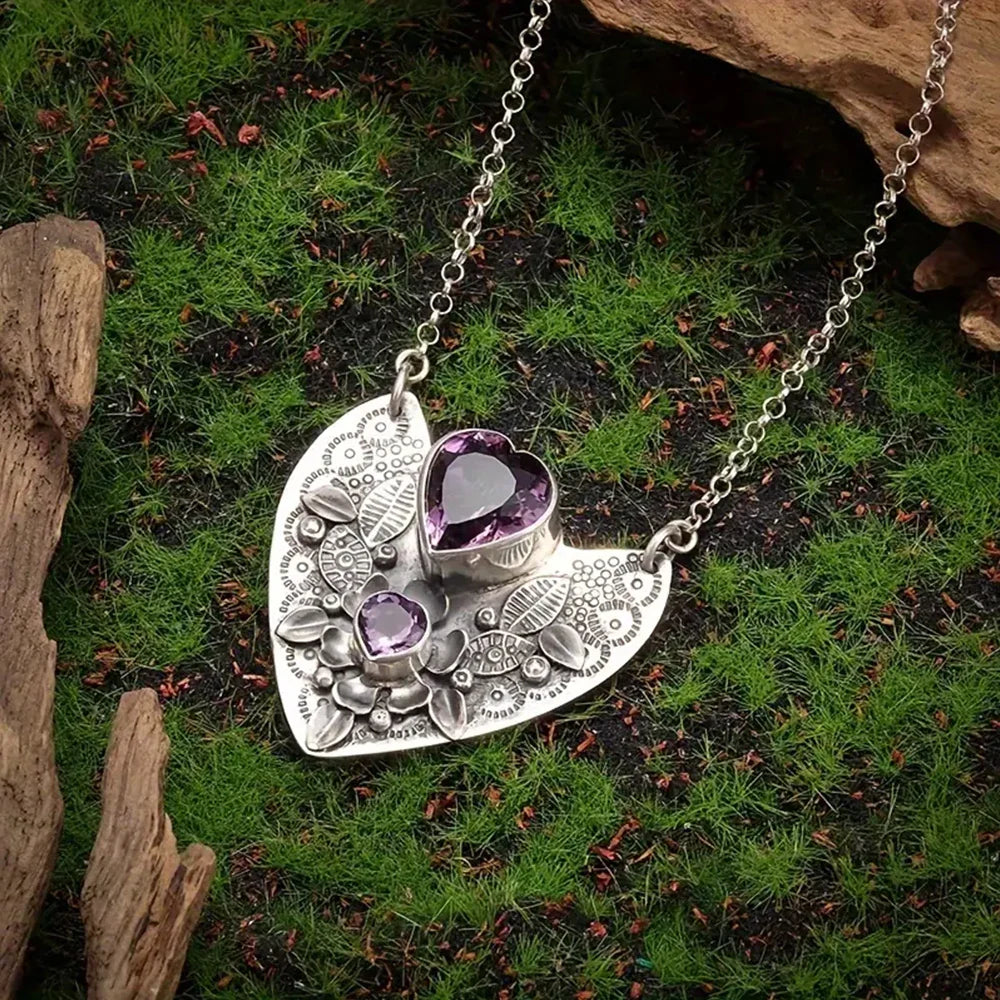 Amethyst Heart Pendant Necklace | necklace | Wiccan Center