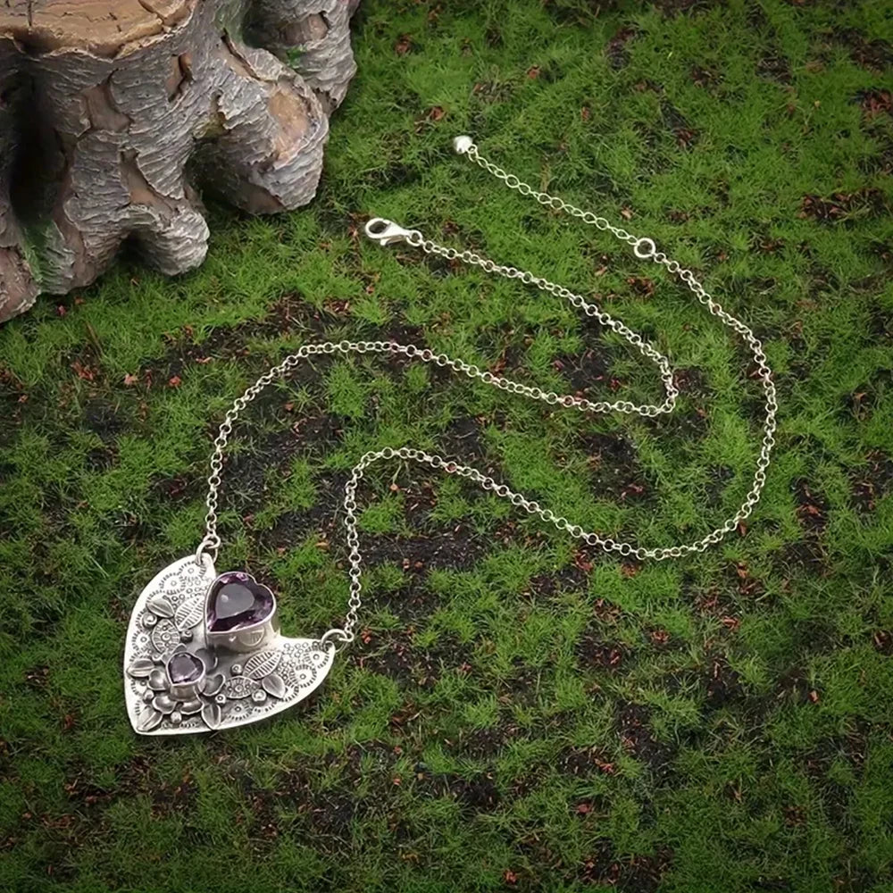 Amethyst Heart Pendant Necklace | necklace | Wiccan Center