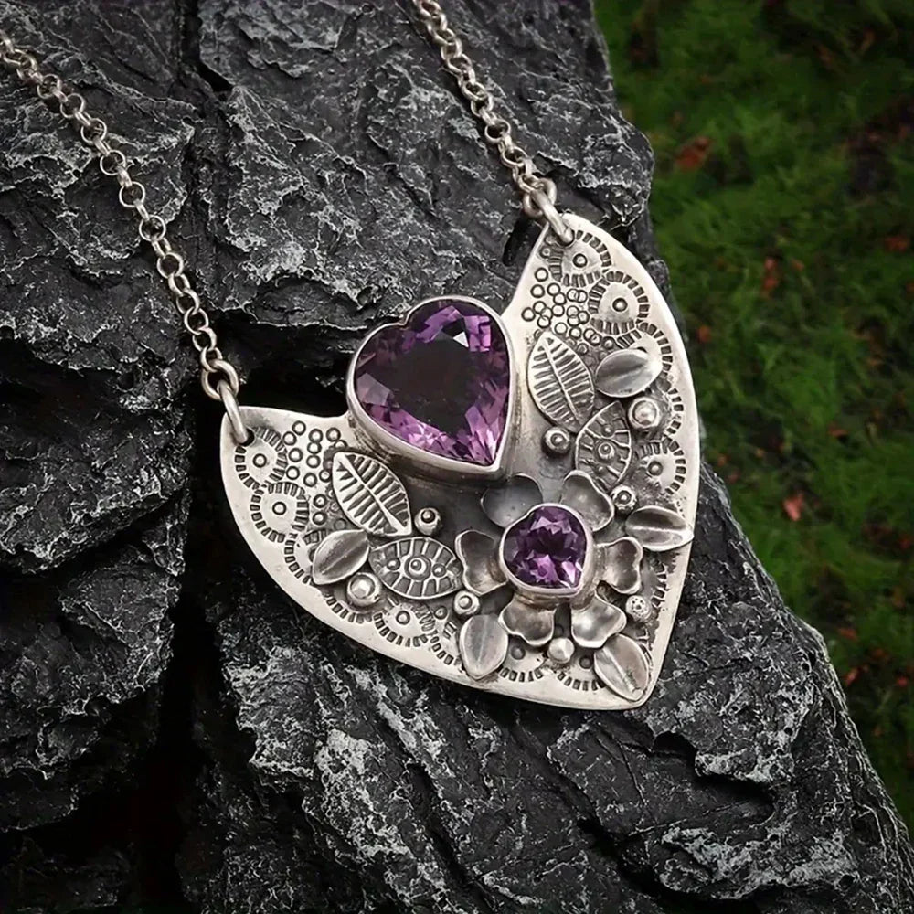 Amethyst Heart Pendant Necklace | necklace | Wiccan Center