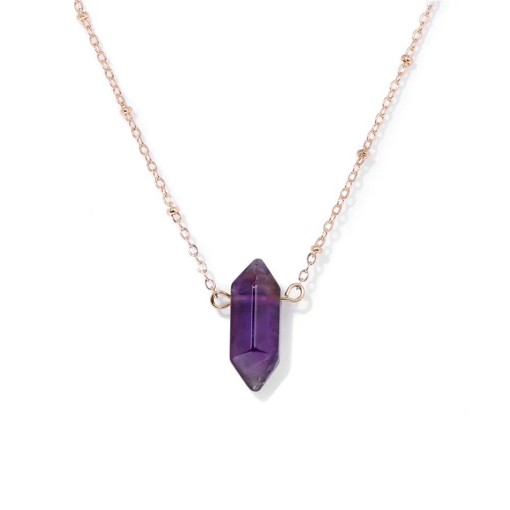 Crystal Hexagon Gold Necklaces | necklace | Wiccan Center