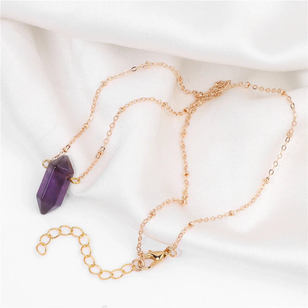 Crystal Hexagon Gold Necklaces | necklace | Wiccan Center