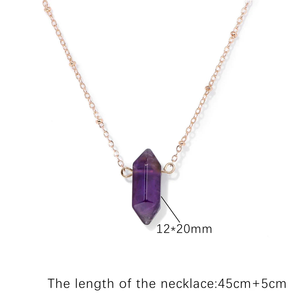 Crystal Hexagon Gold Necklaces | necklace | Wiccan Center