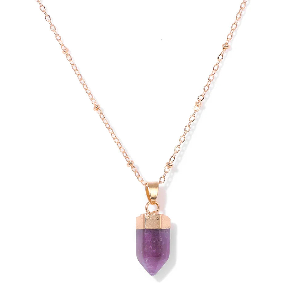 Crystal Point Gold Pendant Necklaces | necklace | Wiccan Center