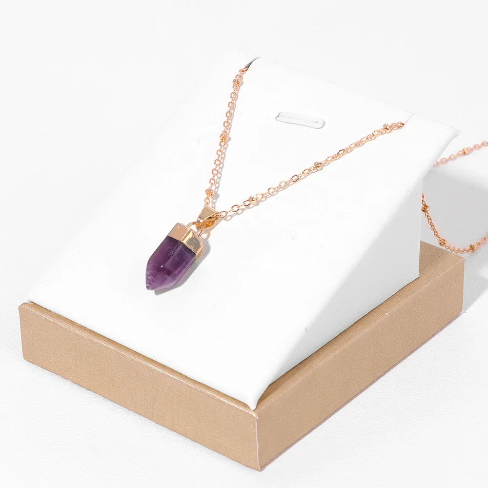 Crystal Point Gold Pendant Necklaces | necklace | Wiccan Center