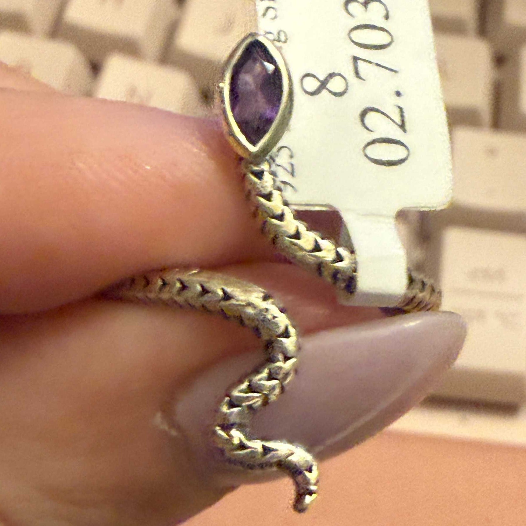 Gemstone Snake Ring - Sterling Silver or Gold Vermeil | Rings | Wiccan Center