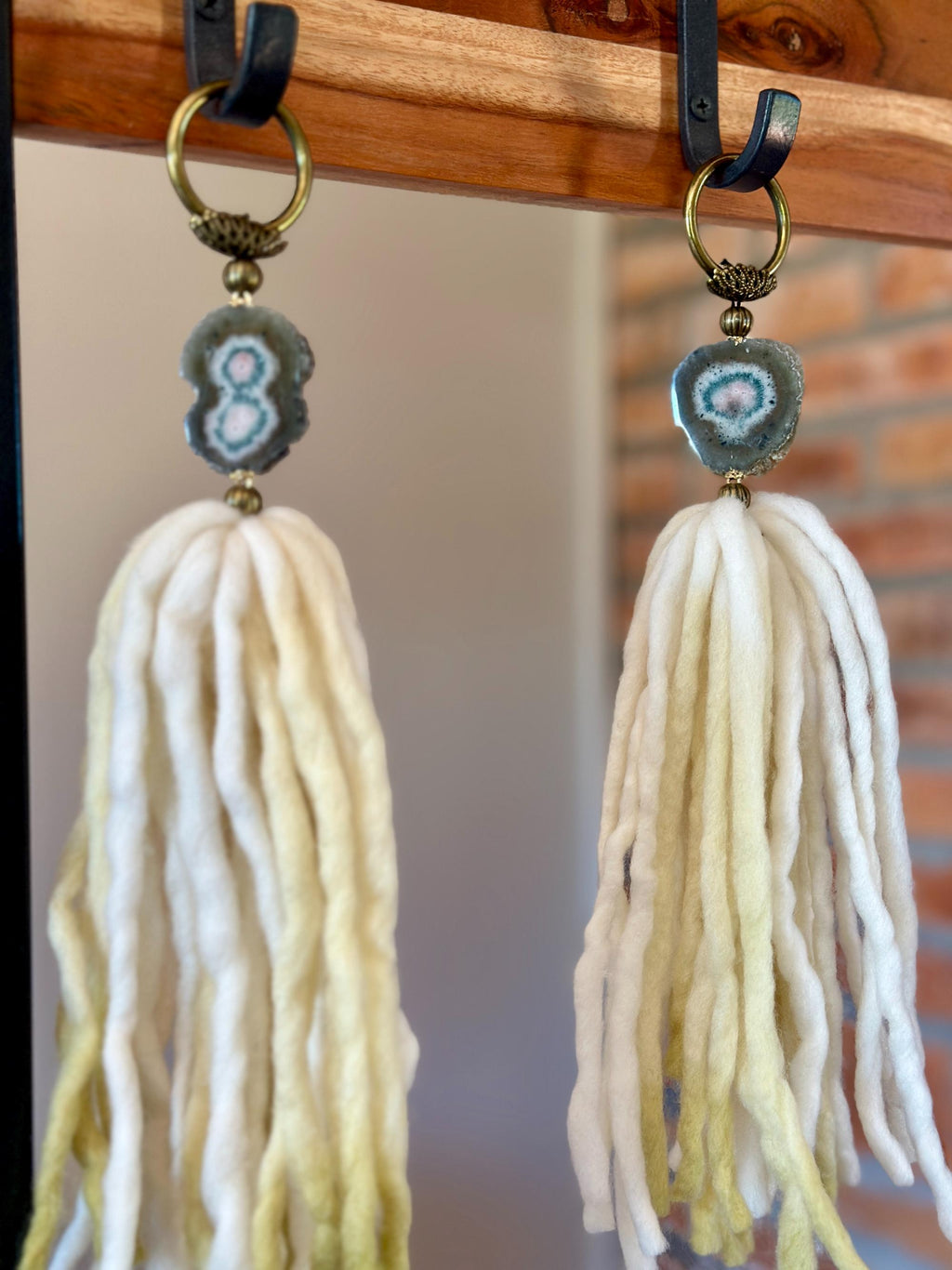 Amethyst Stalactite and Merino Wool Garland, Door knob tassel, Wall Hanging, multiple uses crystal gift | Garland with Tassels | Wiccan Center