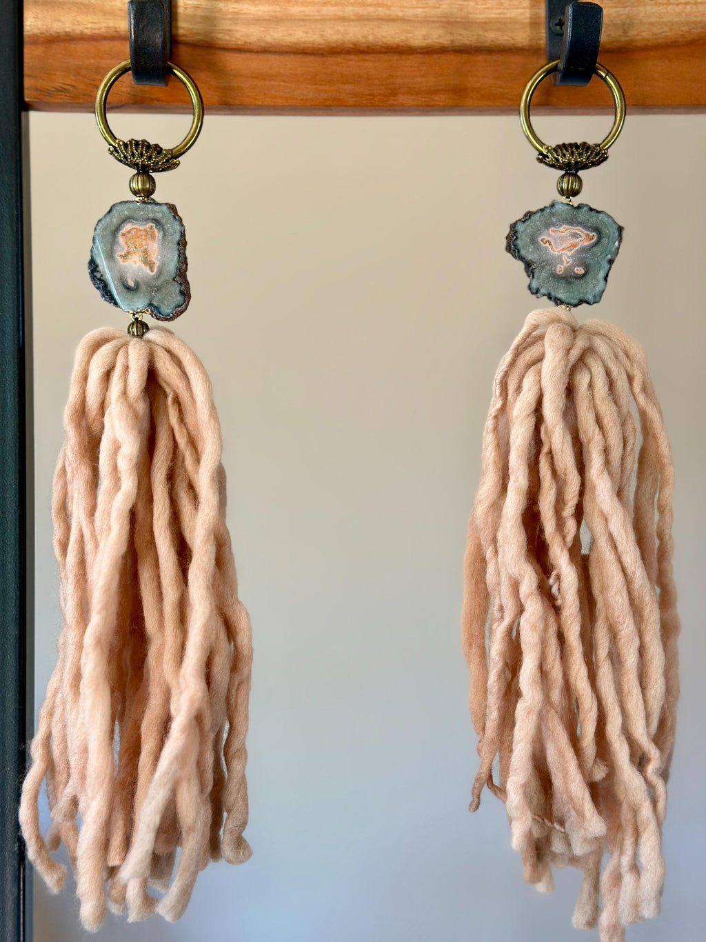 Amethyst Stalactite and Merino Wool Garland, Door knob tassel, Wall Hanging, multiple uses crystal gift | Garland with Tassels | Wiccan Center