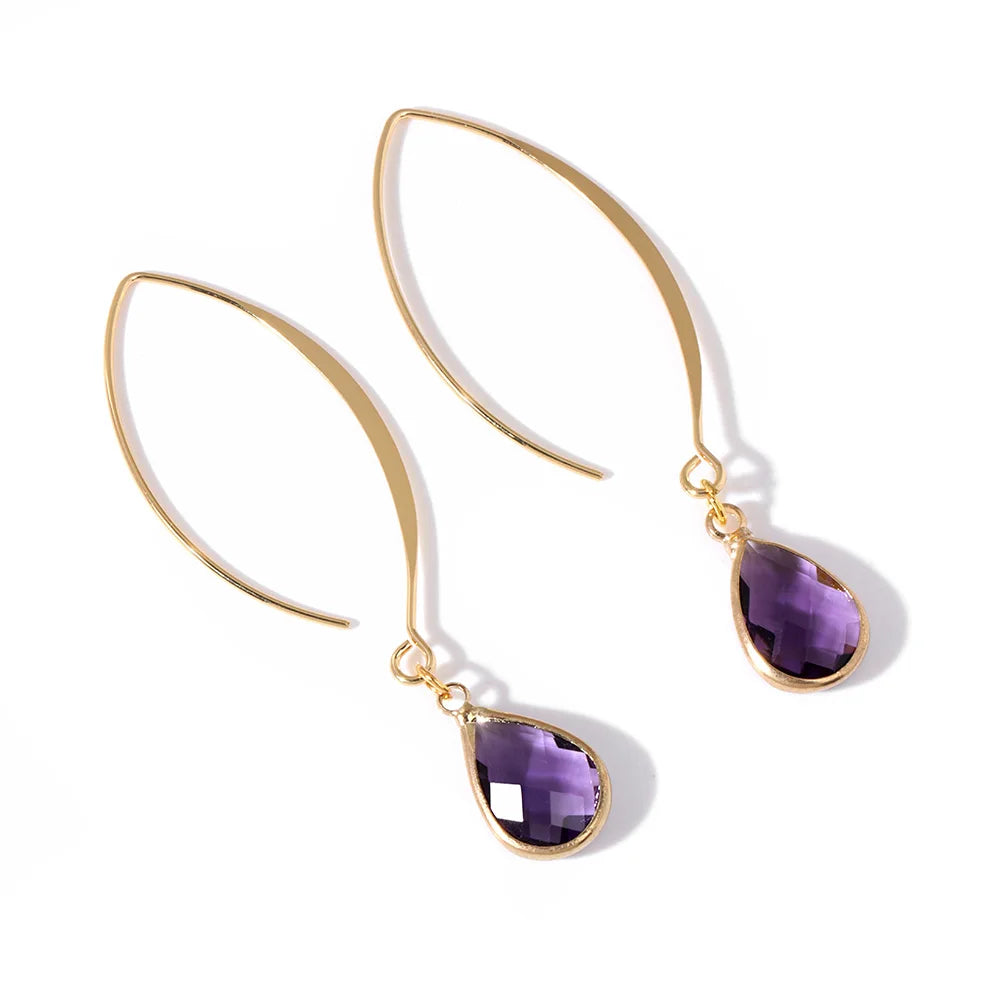 Crystal Faceted Teardrop Gold Earrings | earrings | Wiccan Center