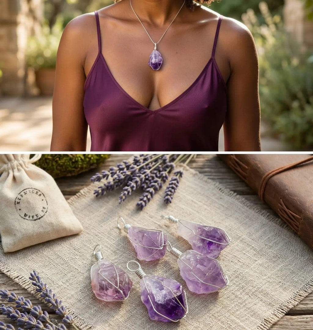 Amethyst Crystal Point Pendant (Silver Plated Wire Wrapped) | Craft Supplies & Tools > Beads, Gems & Cabochons > Charms & Pendants > Pendants | Wiccan Center
