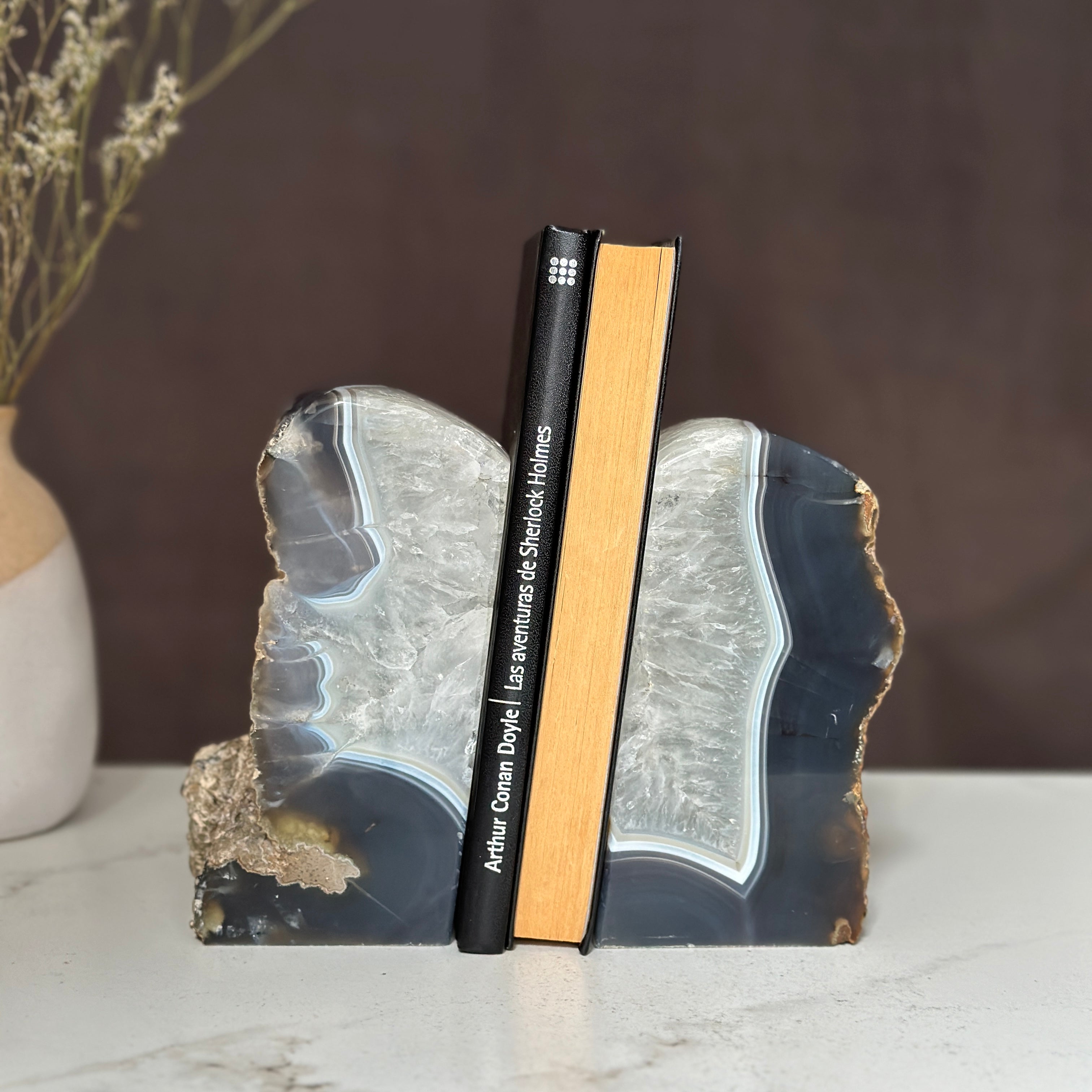 Amethyst and Agate Bookend Pair (7 Lb.) natural geode crystals, extra Large amethysts from Uruguay | Amethyst Geodes | Wiccan Center