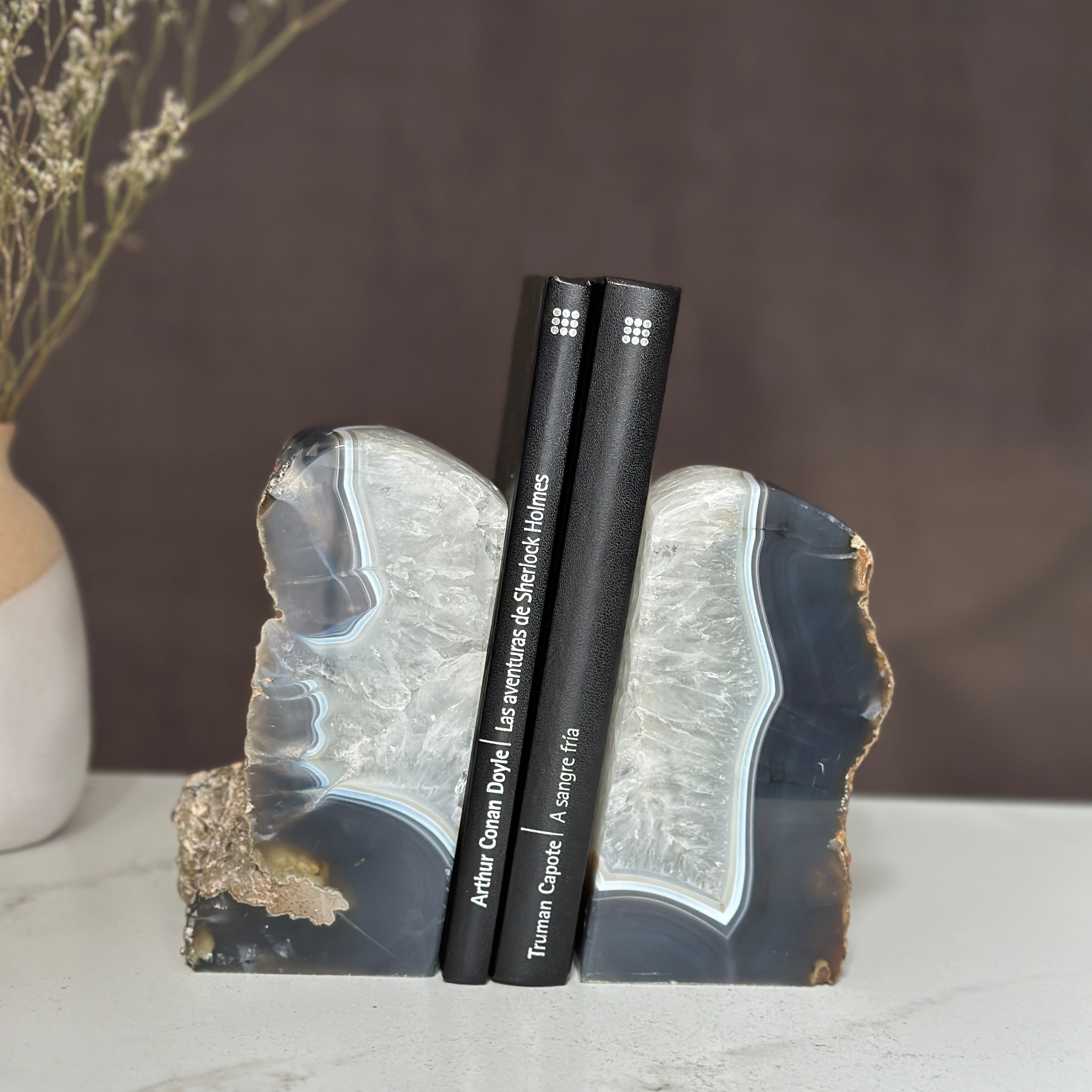 Amethyst and Agate Bookend Pair (7 Lb.) natural geode crystals, extra Large amethysts from Uruguay | Amethyst Geodes | Wiccan Center