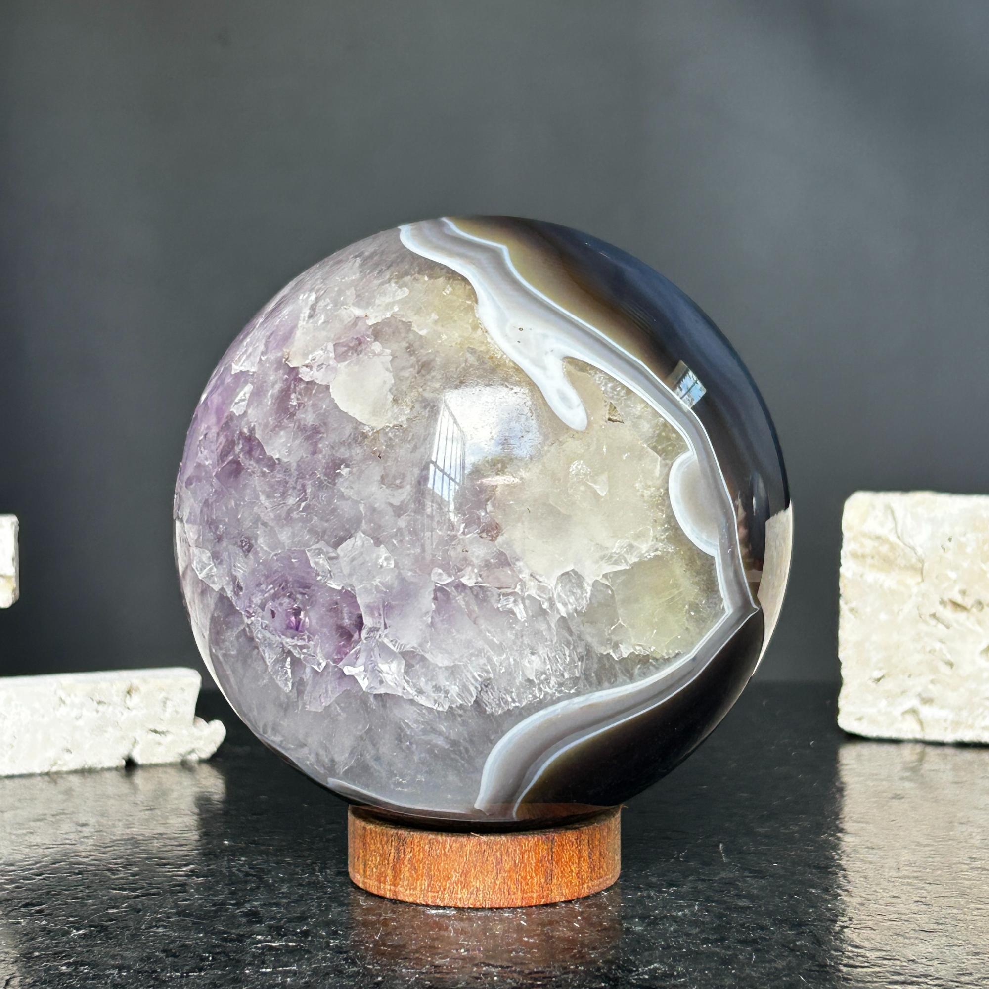 Amethyst and Agate Sphere, Open Crystal ball | Amethyst Geodes | Wiccan Center