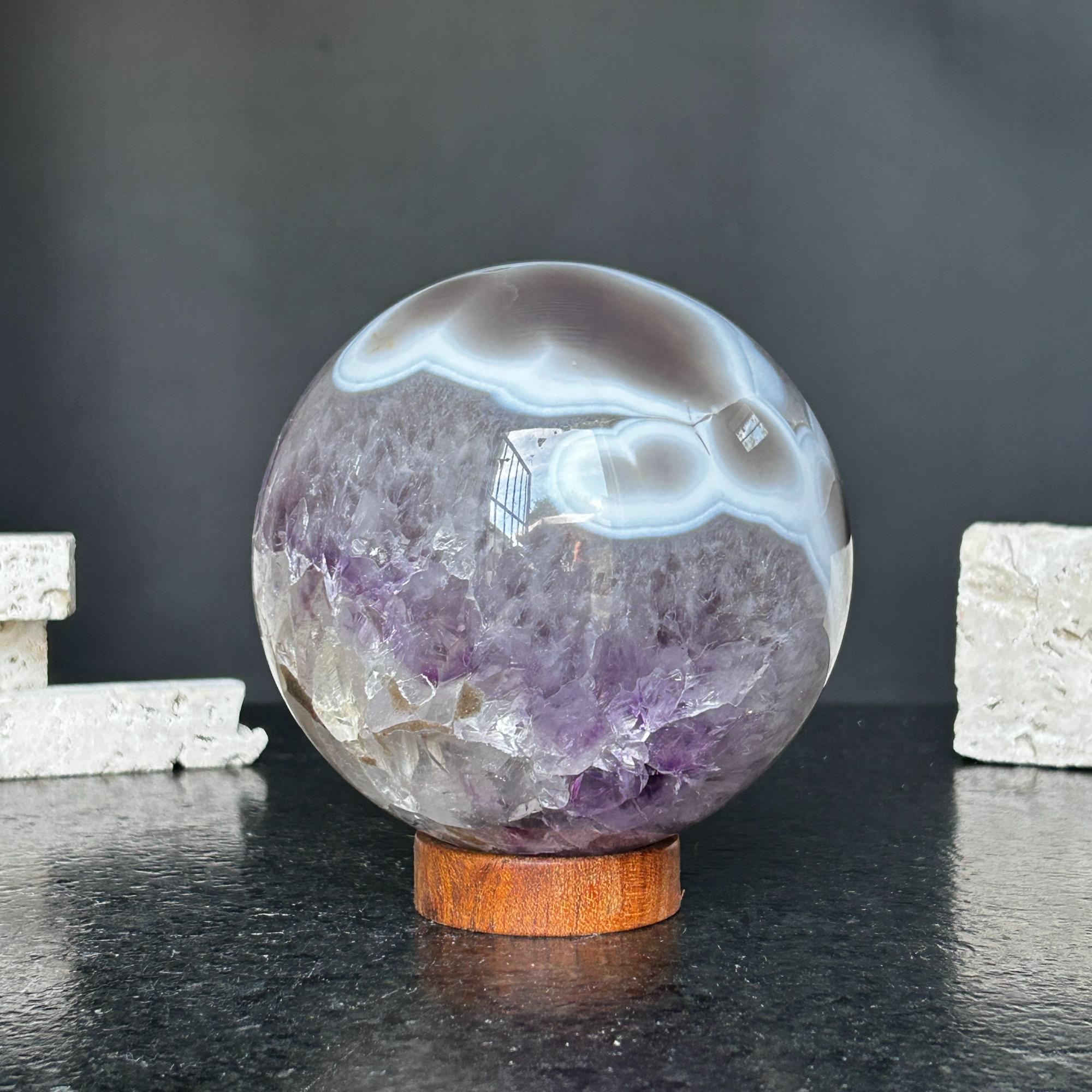 Amethyst and Agate Sphere, Open Crystal ball | Amethyst Geodes | Wiccan Center