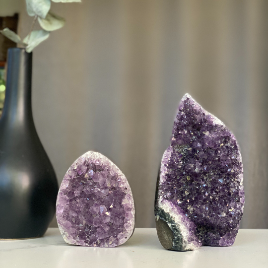 Amethyst flame set for home decor | Amethyst Geodes | Wiccan Center