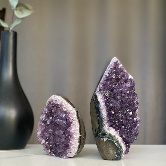 Amethyst flame set for home decor | Amethyst Geodes | Wiccan Center