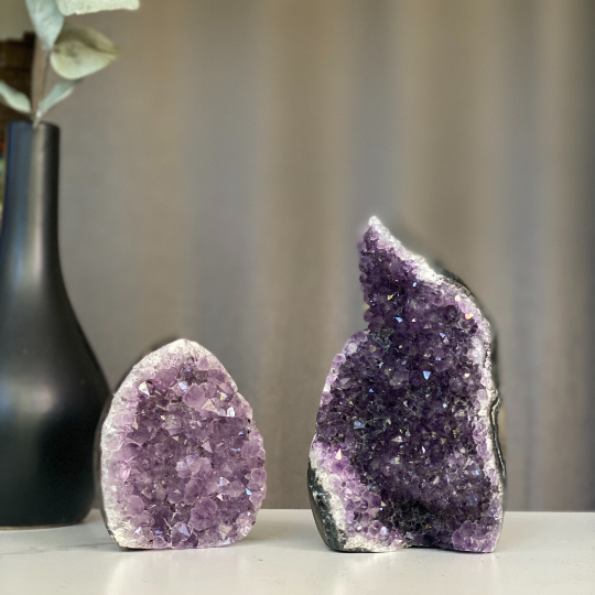 Amethyst flame set for home decor | Amethyst Geodes | Wiccan Center