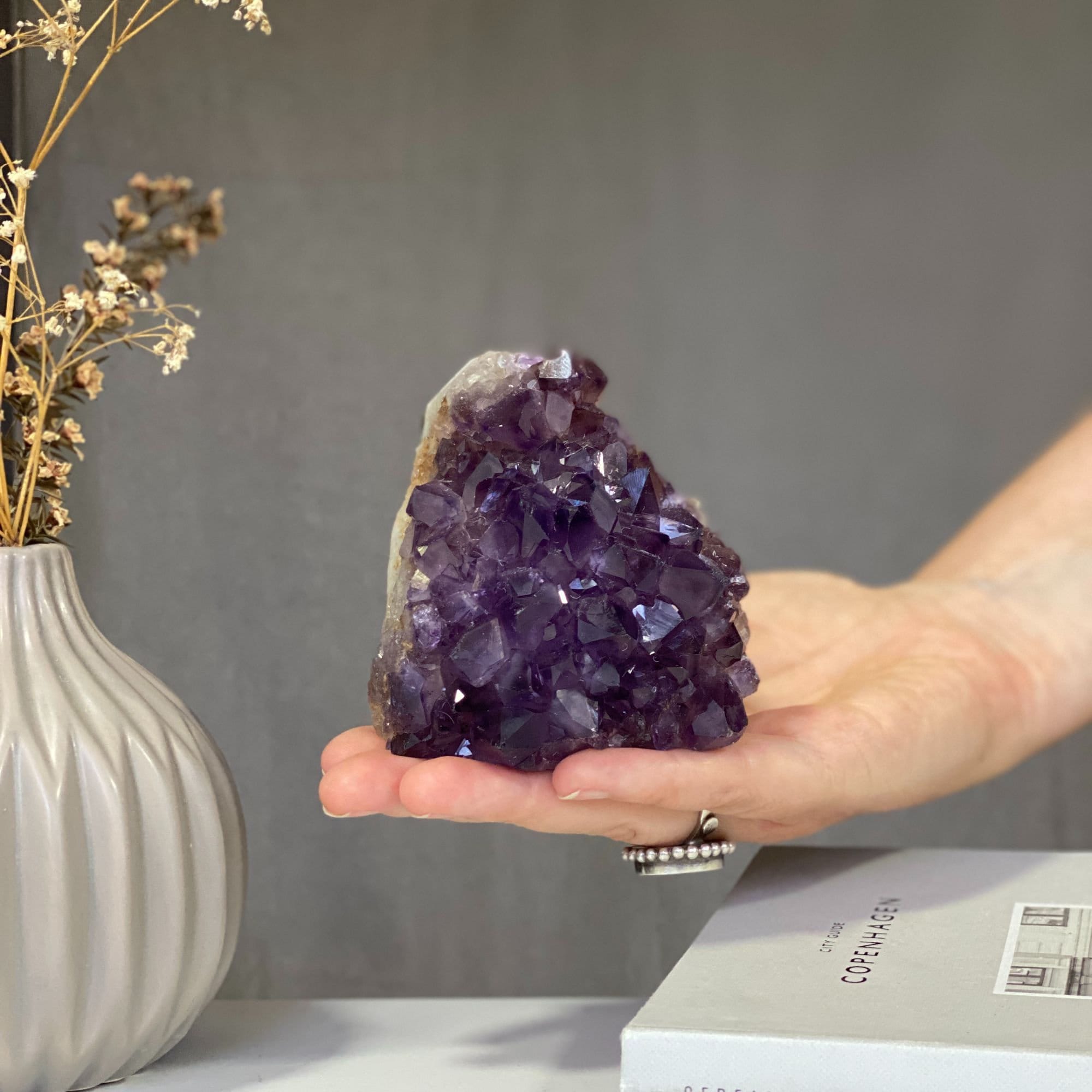Amethyst geode with Agate banded, Amethyst self standing, Unique crystal cluster | Amethyst Geodes | Wiccan Center