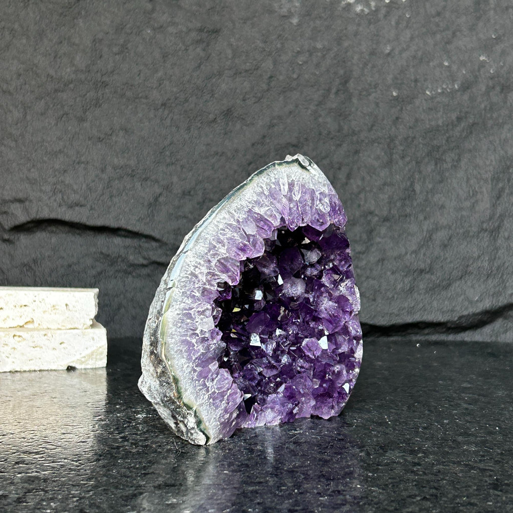 Amethyst stone agate edges, crystal geode from Uruguay, cut base self standing stone | Amethyst Geodes | Wiccan Center