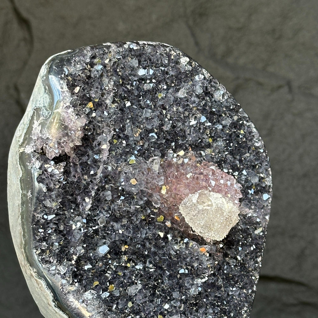 Amethyst with rare formations on a metal pedestal , high quality amethyst crystal from Uruguay | Amethyst Geodes | Wiccan Center