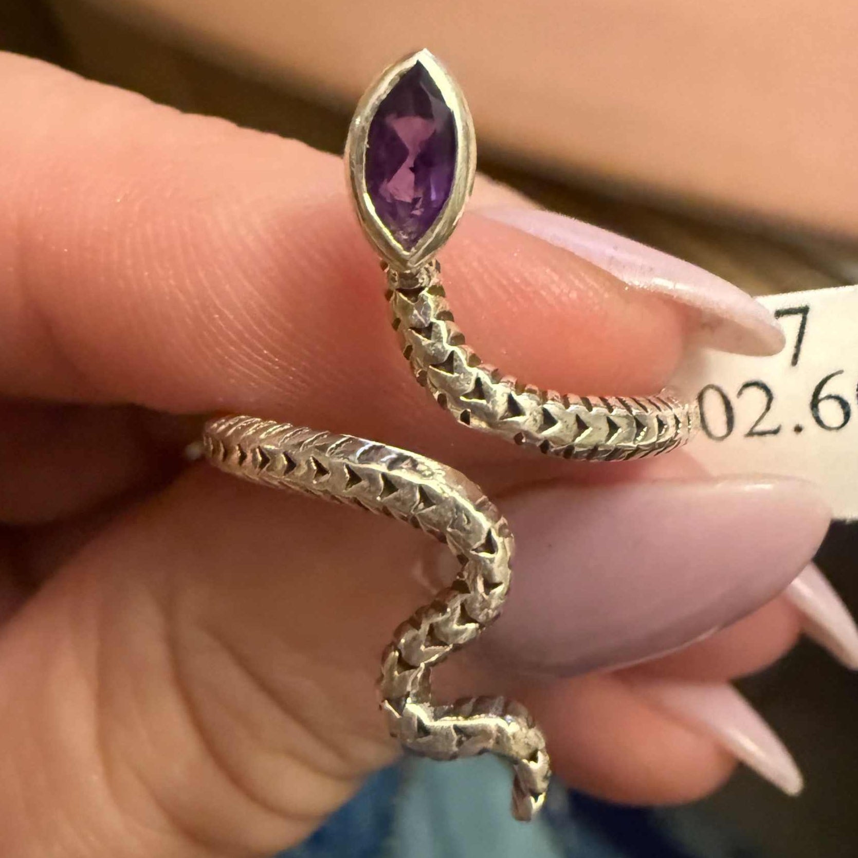 Gemstone Snake Ring - Sterling Silver or Gold Vermeil | Rings | Wiccan Center