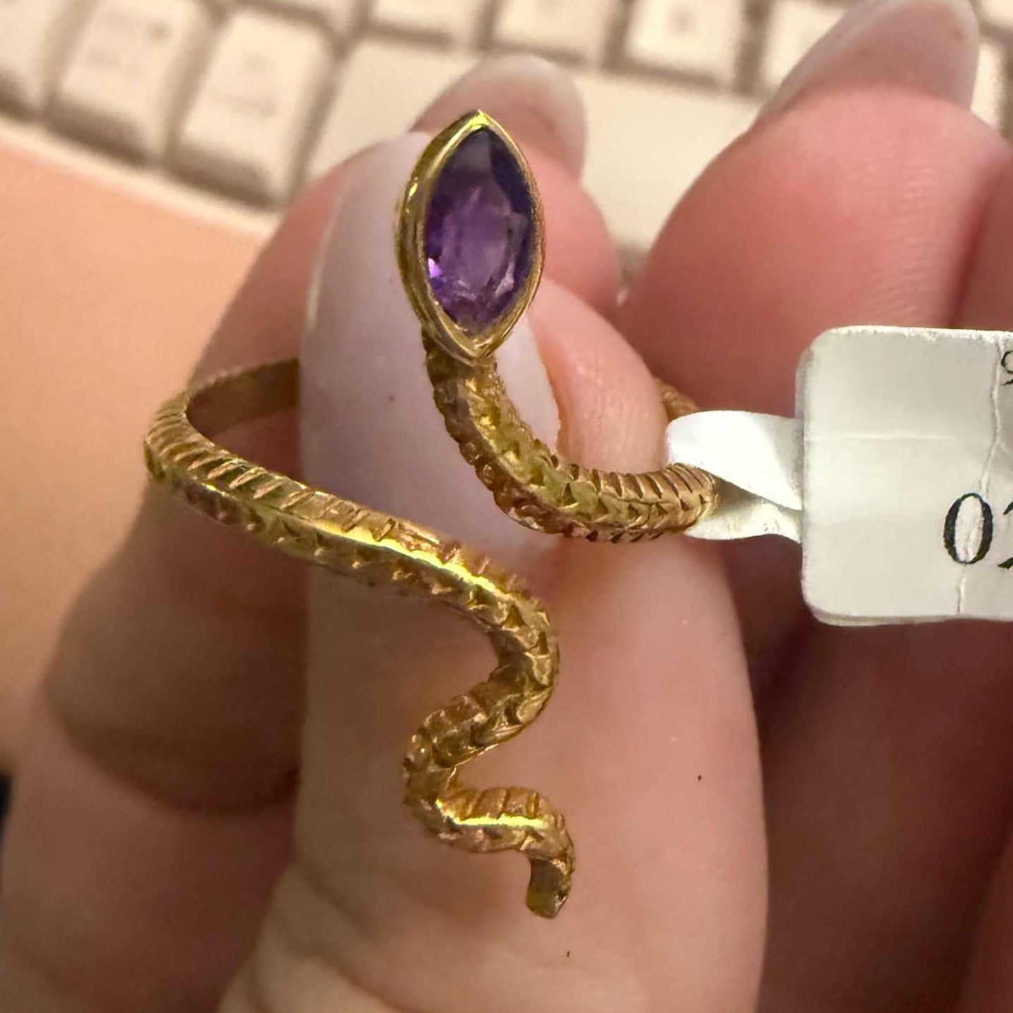 Gemstone Snake Ring - Sterling Silver or Gold Vermeil | Rings | Wiccan Center