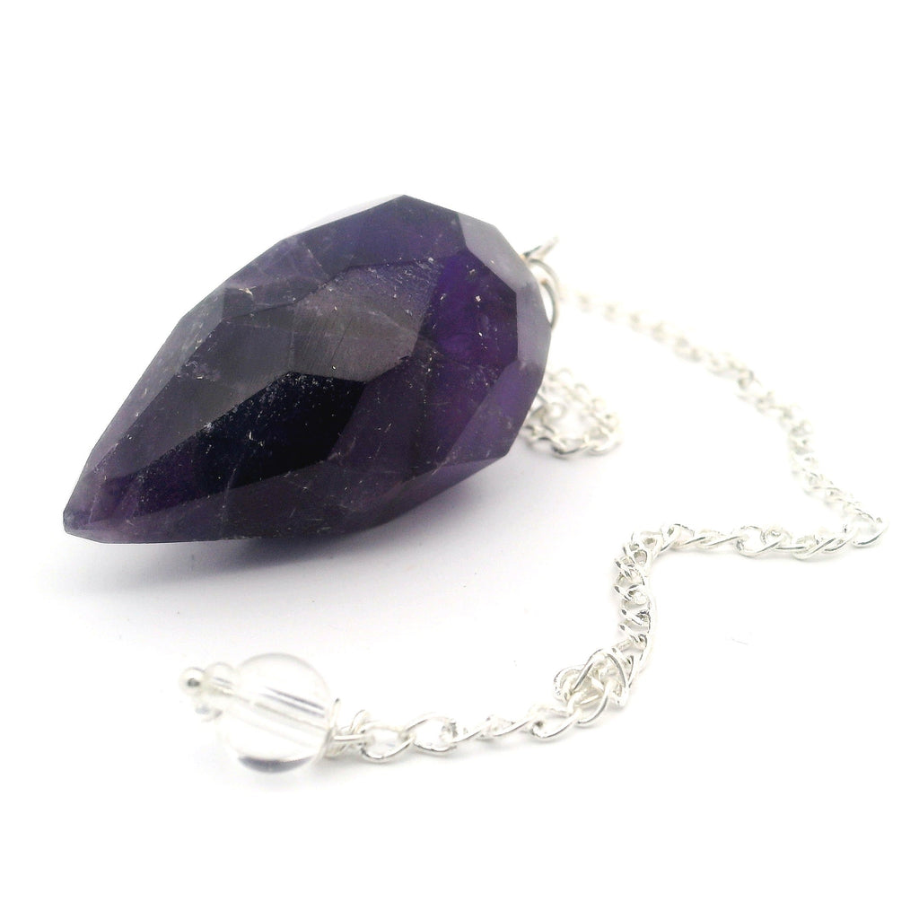 Chevron Amethyst Faceted Droplet Gemstone Pendulum | Crystals & Minerals > Specimens | Wiccan Center