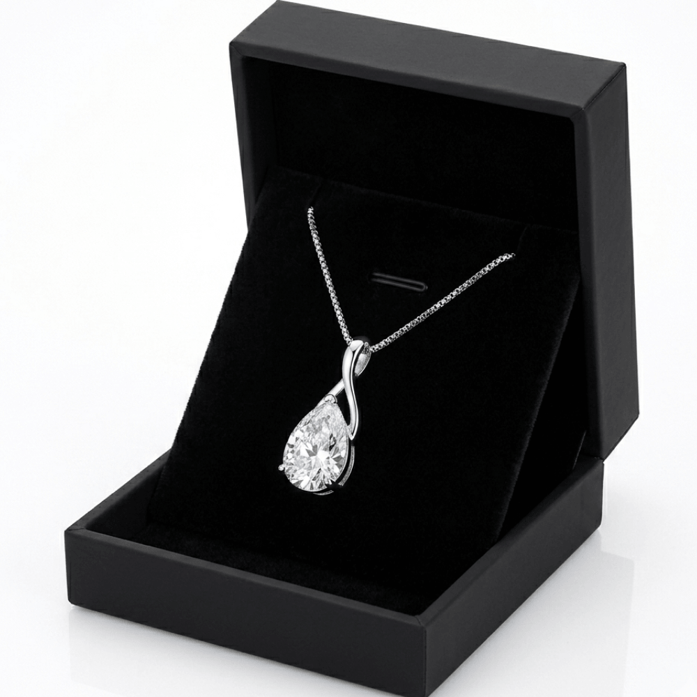 Angel Tears Drop Pendant Necklace – Silver Plated Diamond Look Clavicle Jewelry for Women