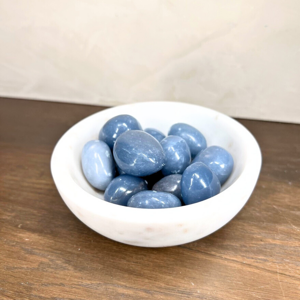 Smooth Polished Angelite Pebbles | Object | Wiccan Center