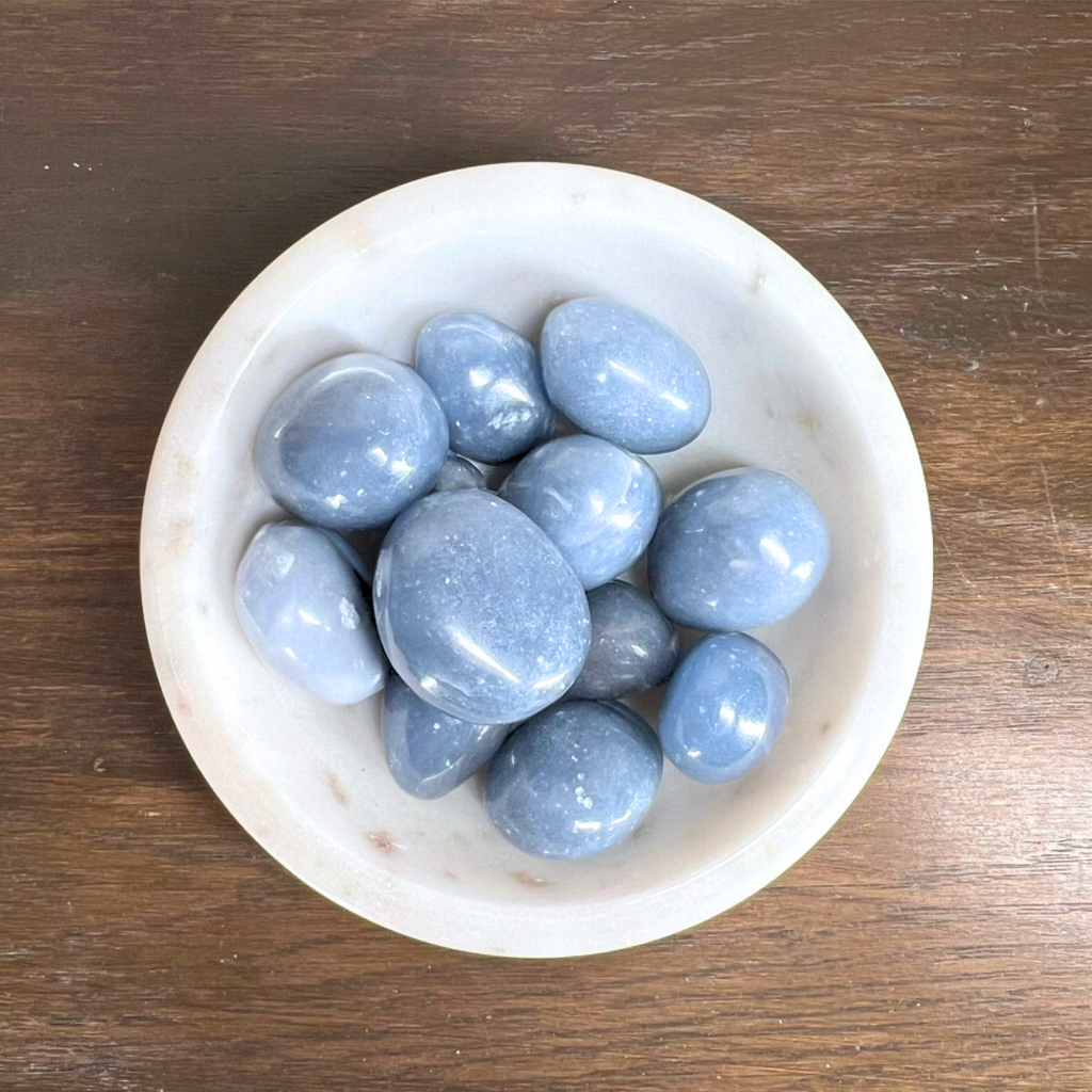 Smooth Polished Angelite Pebbles | Object | Wiccan Center